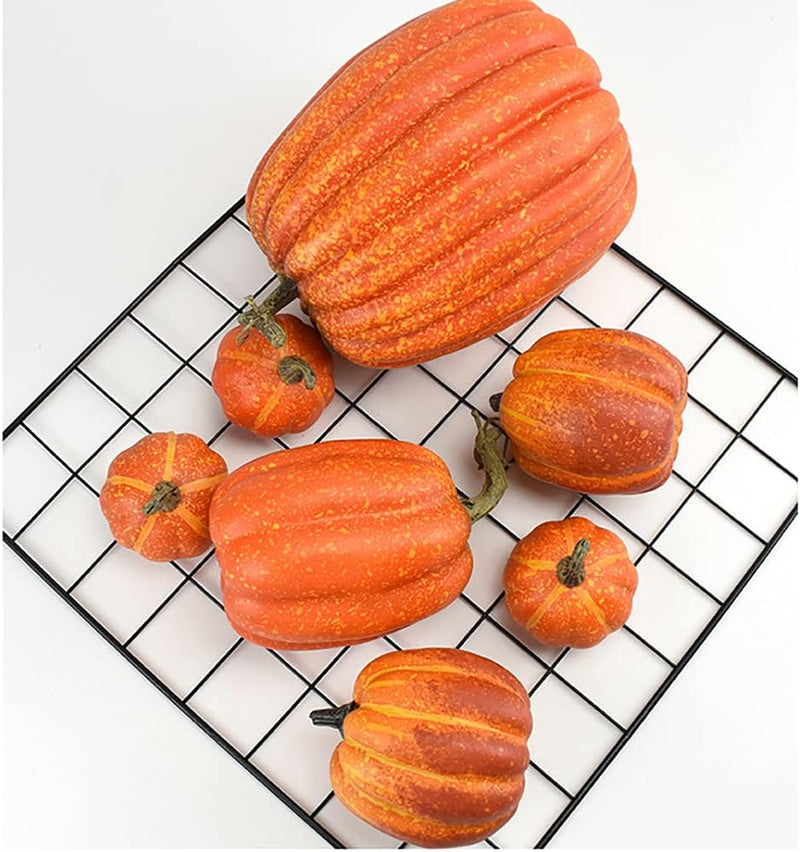 OTMVicor 7Pcs Artificial Pumpkin Set – Realistic Fake Pumpkins for Autumn, Thanksgiving, Halloween & Christmas Decor
