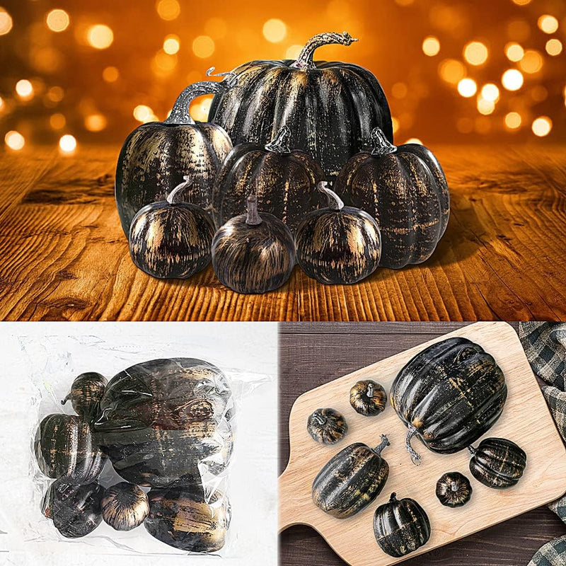 OTMVicor 7Pcs Artificial Pumpkin Set – Realistic Fake Pumpkins for Autumn, Thanksgiving, Halloween & Christmas Decor