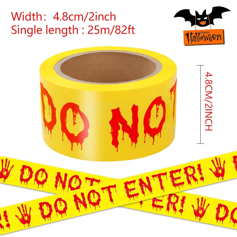 Halloween Decorations Outdoor Caution Tape – 25M “Do Not Enter” Yellow Warning Tape for Parties, Gardens & Haunted Houses