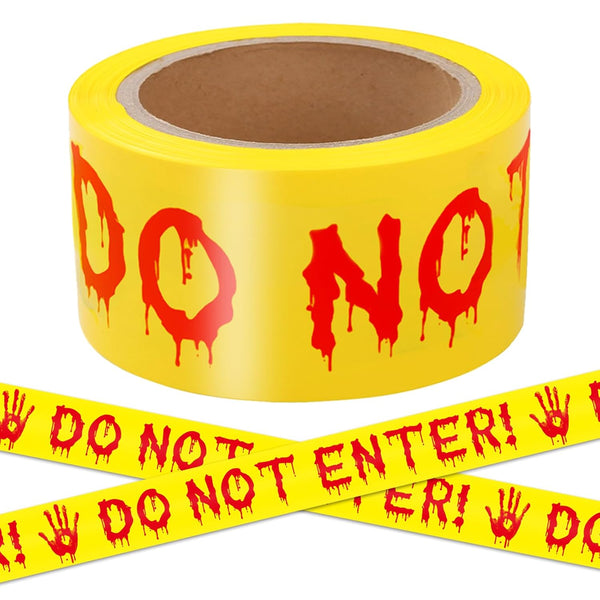 Halloween Decorations Outdoor Caution Tape – 25M “Do Not Enter” Yellow Warning Tape for Parties, Gardens & Haunted Houses