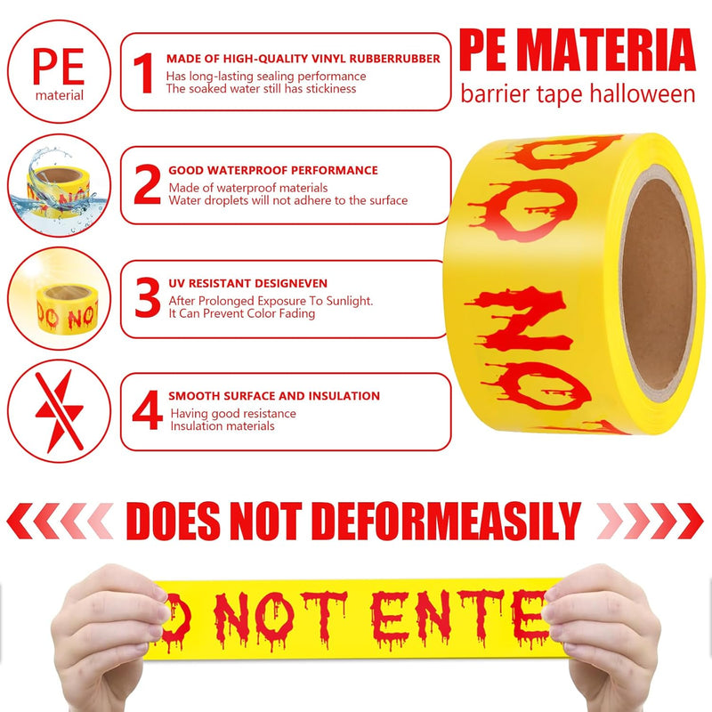 Halloween Decorations Outdoor Caution Tape – 25M “Do Not Enter” Yellow Warning Tape for Parties, Gardens & Haunted Houses