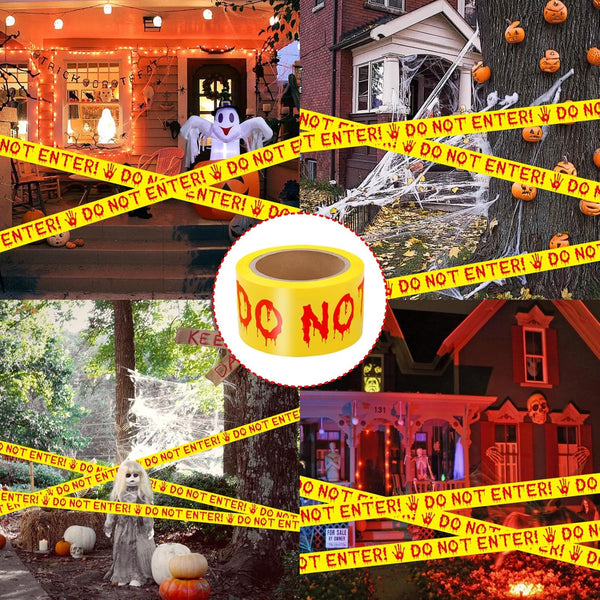 Halloween Decorations Outdoor Caution Tape – 25M “Do Not Enter” Yellow Warning Tape for Parties, Gardens & Haunted Houses
