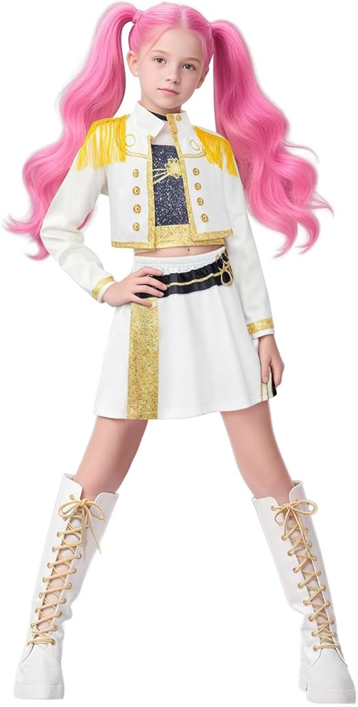 K Pop Demon Hunters Rumi & Zoey Cosplay Costume for Kids & Women – Idol Stage Outfit for Halloween & Role Play