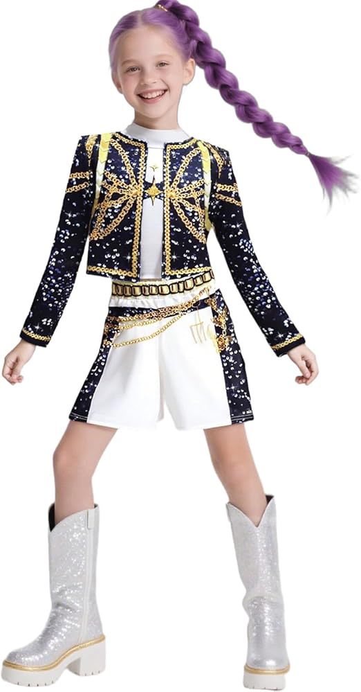 K Pop Demon Hunters Rumi & Zoey Cosplay Costume for Kids & Women – Idol Stage Outfit for Halloween & Role Play