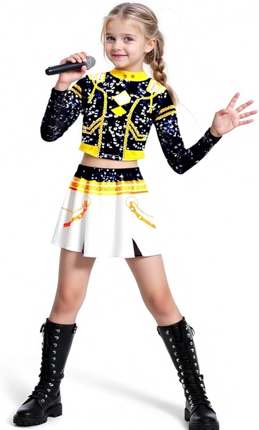 K Pop Demon Hunters Rumi & Zoey Cosplay Costume for Kids & Women – Idol Stage Outfit for Halloween & Role Play