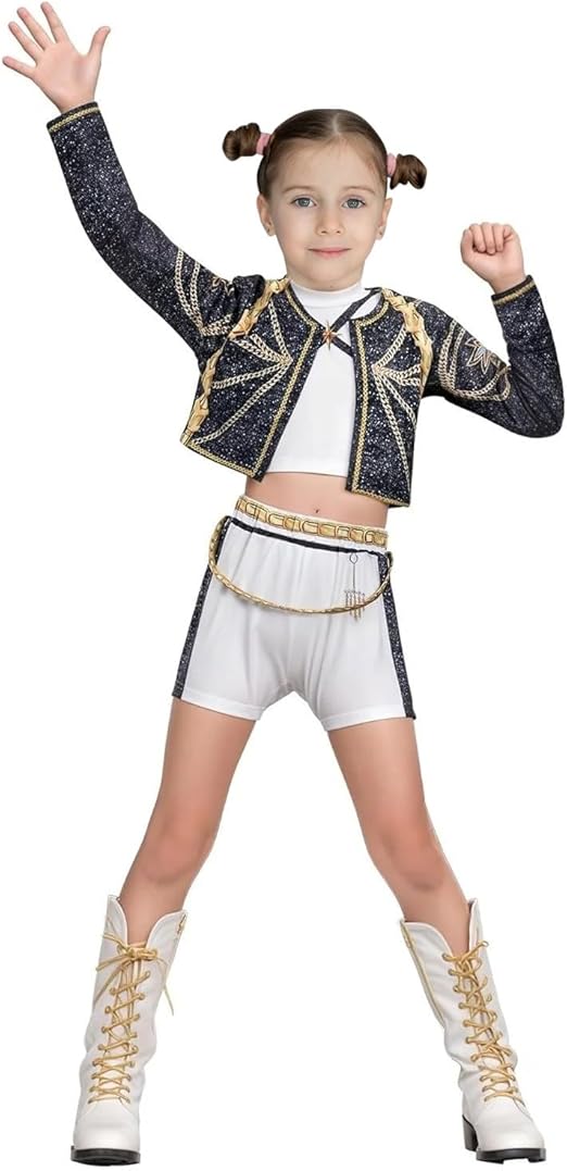 K Pop Demon Hunters Rumi & Zoey Cosplay Costume for Kids & Women – Idol Stage Outfit for Halloween & Role Play
