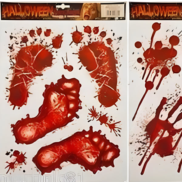 Halloween Window Stickers – Scary Bloody Hand Decals & Spooky Party Window Decorations