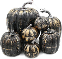 OTMVicor 7Pcs Artificial Pumpkin Set – Realistic Fake Pumpkins for Autumn, Thanksgiving, Halloween & Christmas Decor