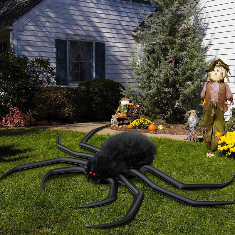 50'' Halloween Spider Decoration – Giant Hairy Fake Spider with Red Eyes for Indoor & Outdoor Haunted Decor