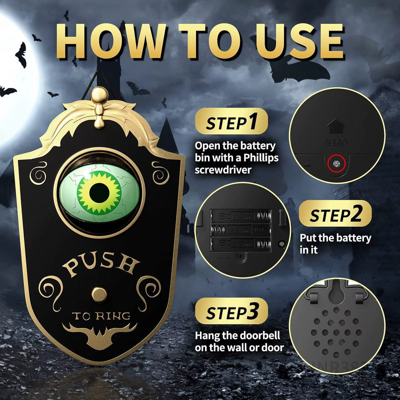Halloween Decoration LED Hanging One-Eyed Doorbell with Glowing Eyeball & Horror Sound