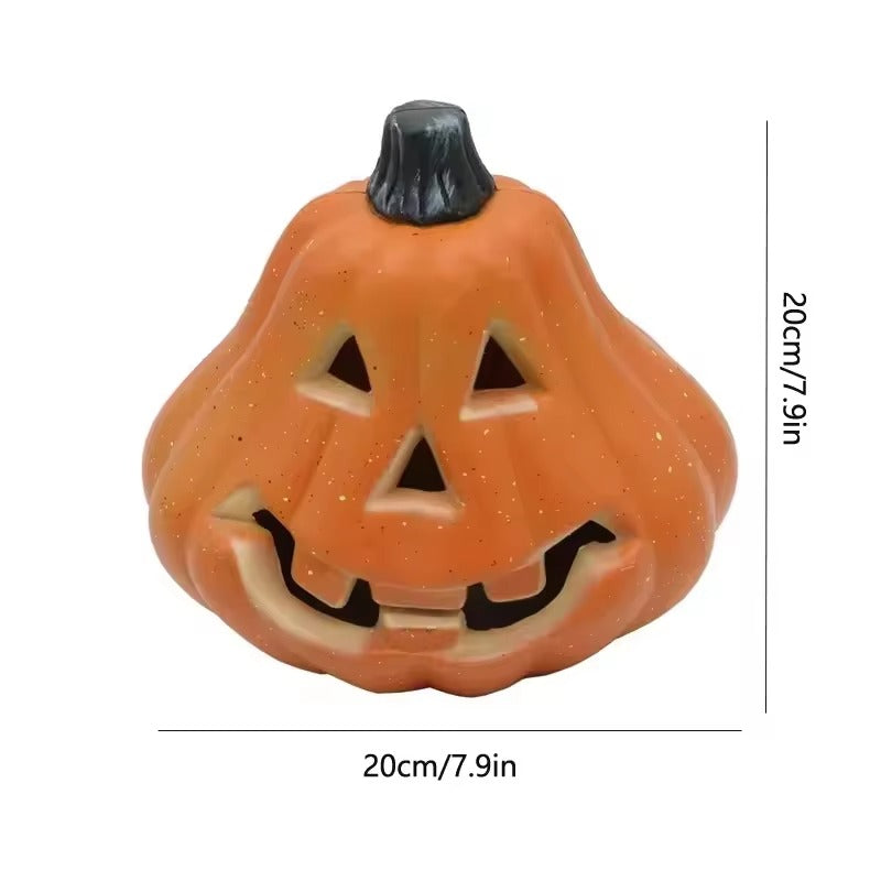 1PCS Scary Halloween Pumpkin Lantern Set Pumpkin Lamp LED Light Orange Halloween Decoration for Porch Front Door Party Supplies