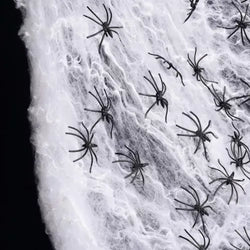 300g Halloween Spider Web with Black Spiders – Stretchable Cobweb Party Decoration for Indoor & Outdoor