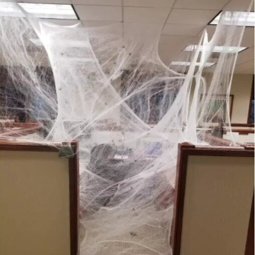 300g Halloween Spider Web with Black Spiders – Stretchable Cobweb Party Decoration for Indoor & Outdoor