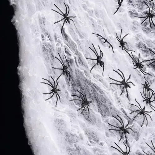 300g Halloween Spider Web with Black Spiders – Stretchable Cobweb Party Decoration for Indoor & Outdoor