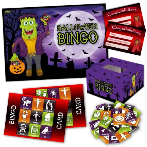 Halloween Bingo Party Game – Up to 20 Players | Includes Caller Box & Themed Cards